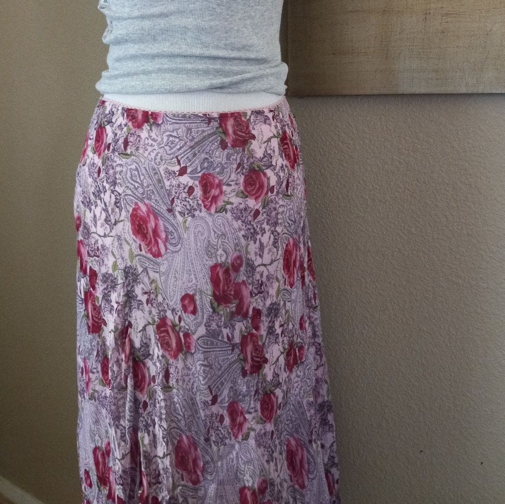 Y2K Paisley & Rose Asymmetrical Skirt